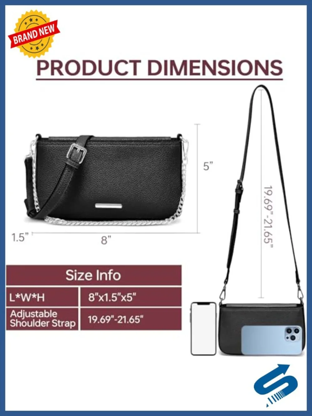 Small Vegan Leather Crossbody Bag with Adjustable Strap for Women
